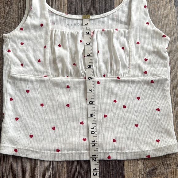 Aeropostale Heart Print Square Neck White Red Cropped Tank Women’s Size Small - Picture 8 of 10